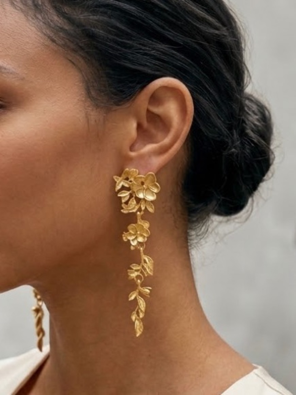 Elegant Gold Floral Laser Cut Drop Earrings